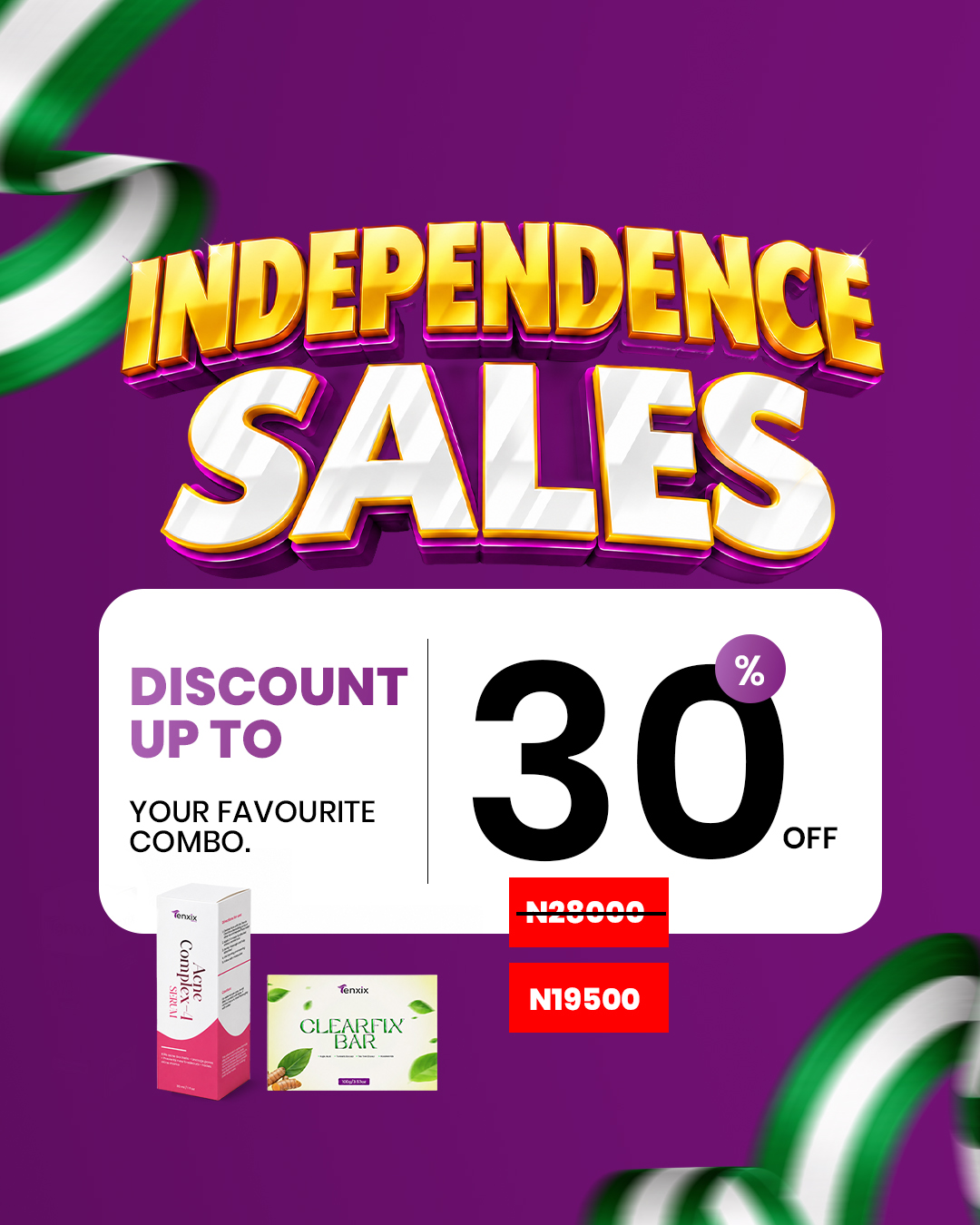Independence Sales — 30% off Acne Complex-4 Serum + Clearfix Bar combo